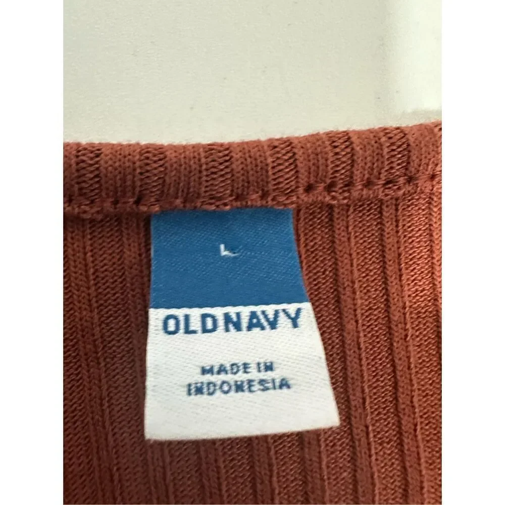 Old Navy Fit & Flare Rib-Knit Long-Sleeve Mini Dress Brown Size L Made